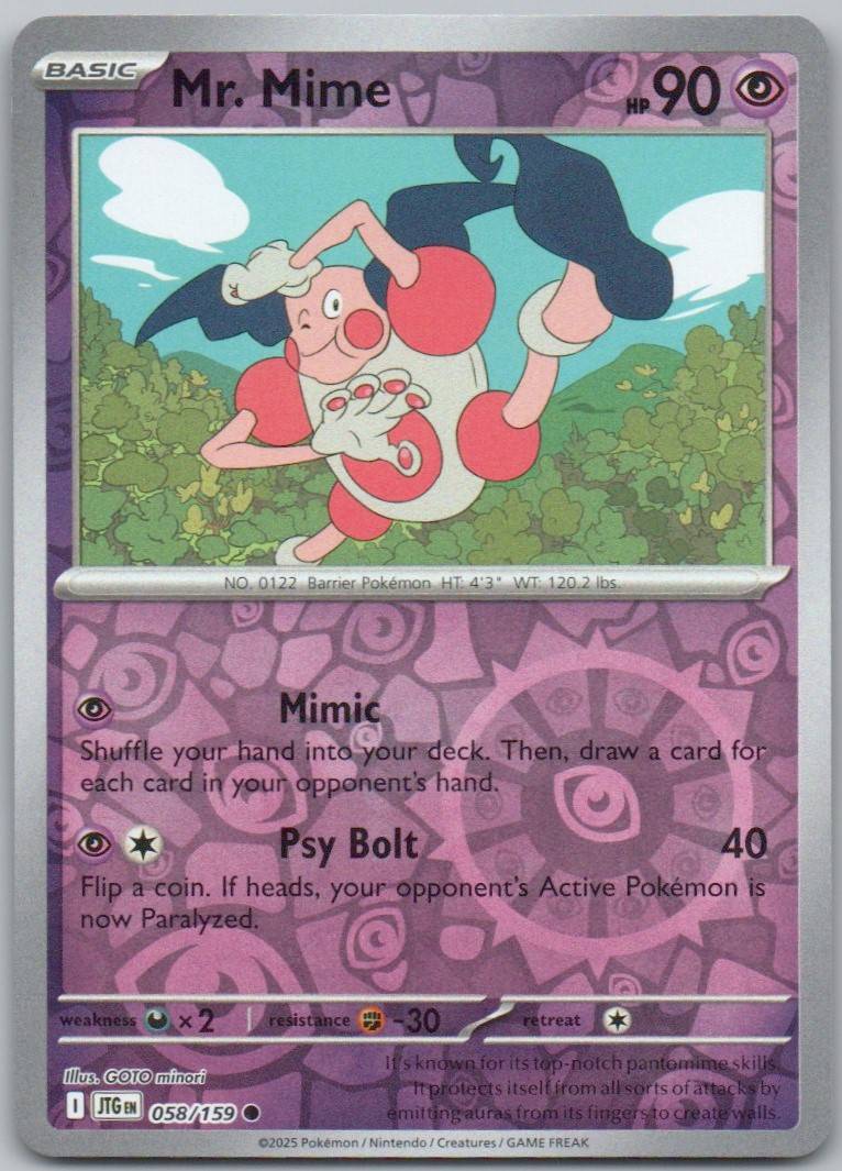 Mr. Mime 058 Reverse Holo Psychic Card - Journey Together