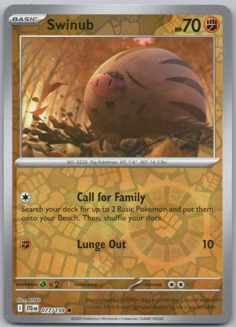 Swinub 077 Reverse Holo Psychic Card - Journey Together