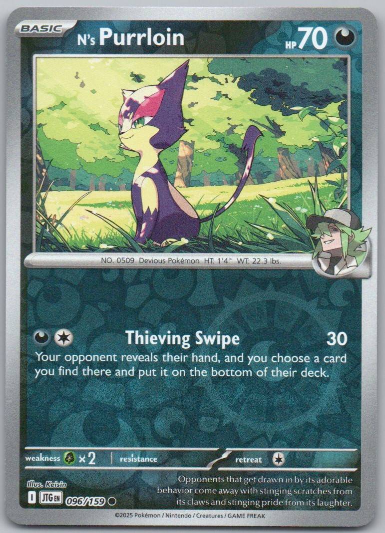 N's Purrloin 096 Reverse Holo Darkness Card - Journey Together
