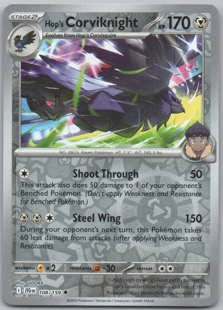 Hop's Corviknight 108 Reverse Holo Steel Card - Journey Together