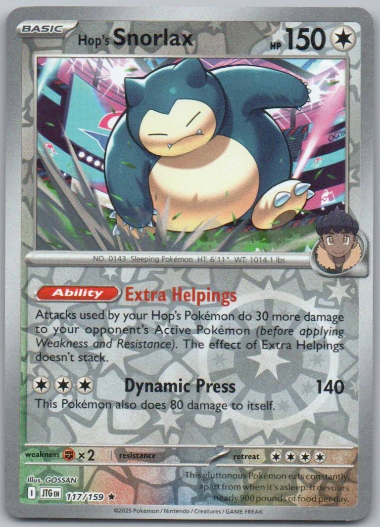 Hop's Snorlax 117 Reverse Holo Colorless Card - Journey Together