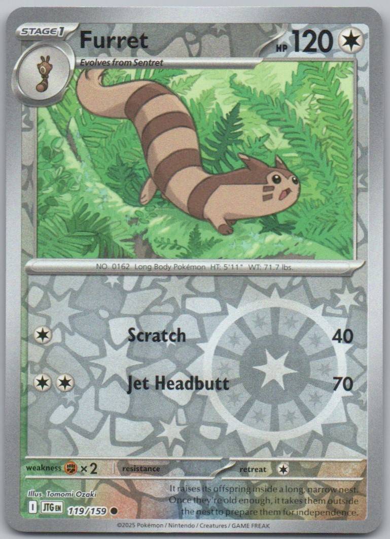 Furret 119 Reverse Holo Colorless Card - Journey Together