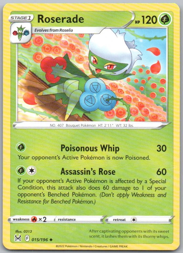 Roserade 015 Normal Grass Card - Lost Origin