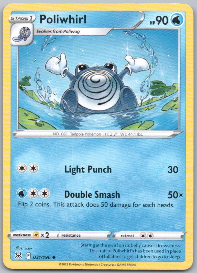 Poliwhirl 031 Normal Water Card - Lost Origin