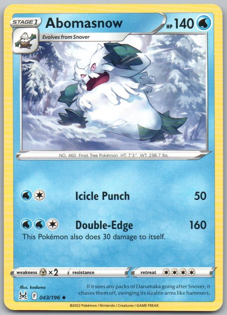 Abomasnow 043 Normal Water Card - Lost Origin