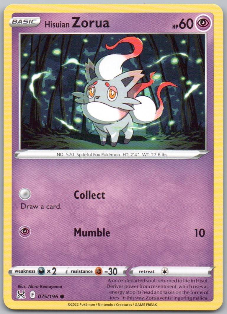 Hisuian Zorua 075 Normal Psychic Card - Lost Origin