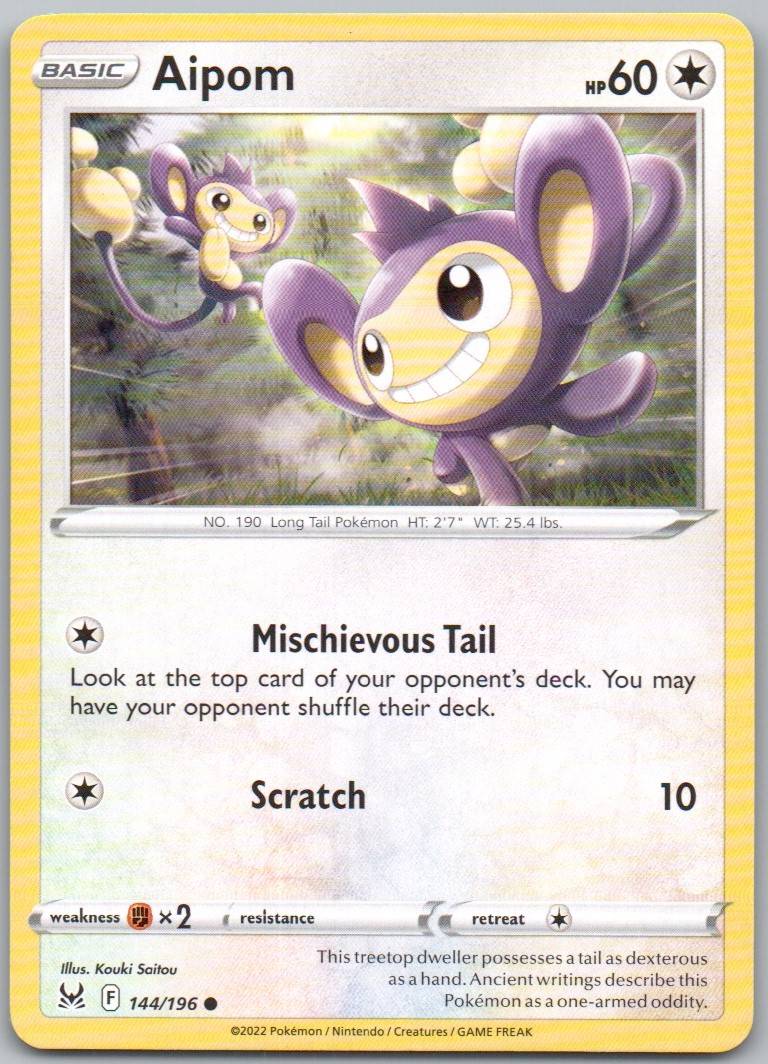 Aipom 144 Normal Colorless Card - Lost Origin