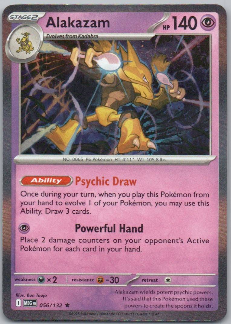 Alakazam 056 Holo Psychic Card - Mega Evolution