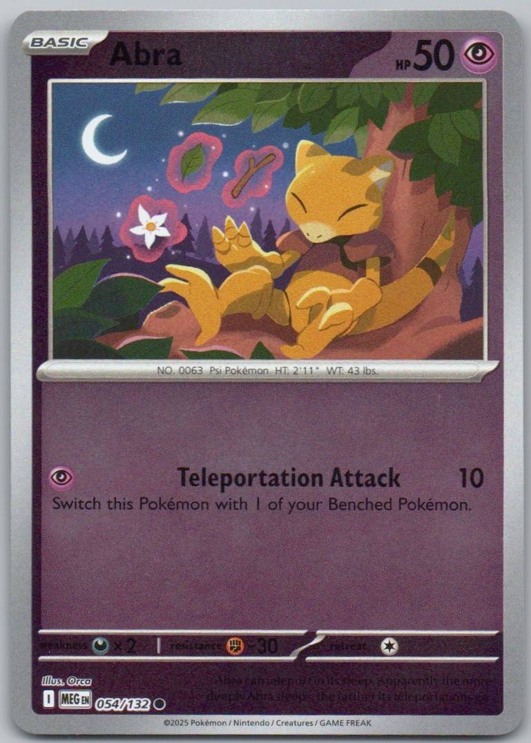 Abra 054 Reverse Holo Psychic Card - Mega Evolution
