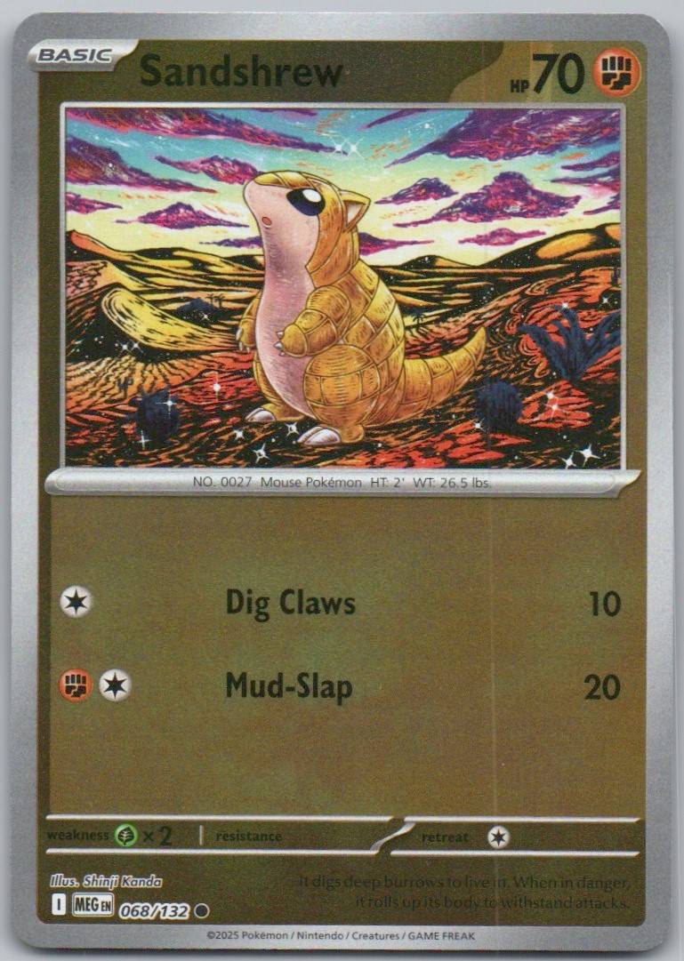 Sandshrew 068 Reverse Holo Fighting Card - Mega Evolution