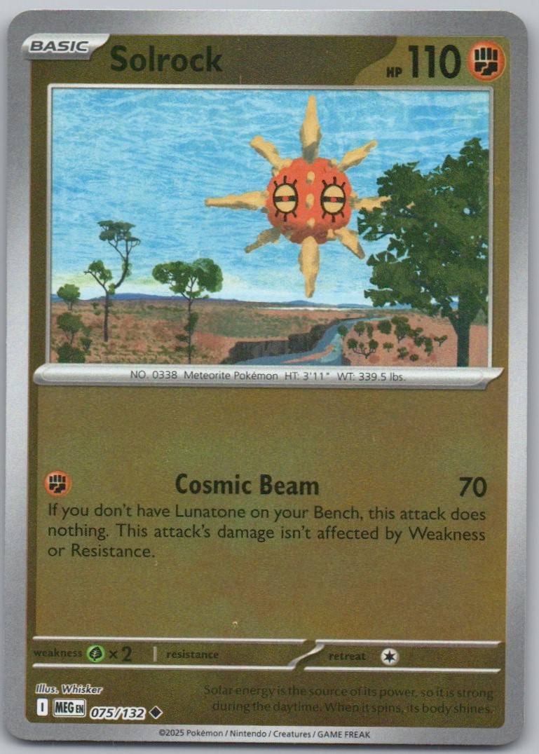 Solrock 075 Reverse Holo Fighting Card - Mega Evolution