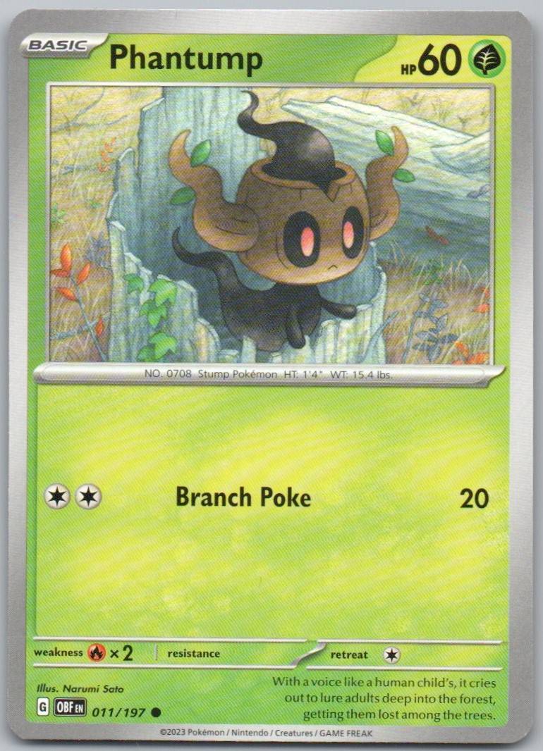Phantump 011 Normal Grass Card - Obsidian Flames