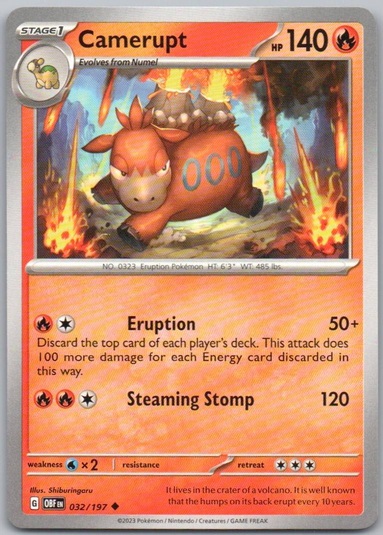 Camerupt 032 Normal Fire Card - Obsidian Flames