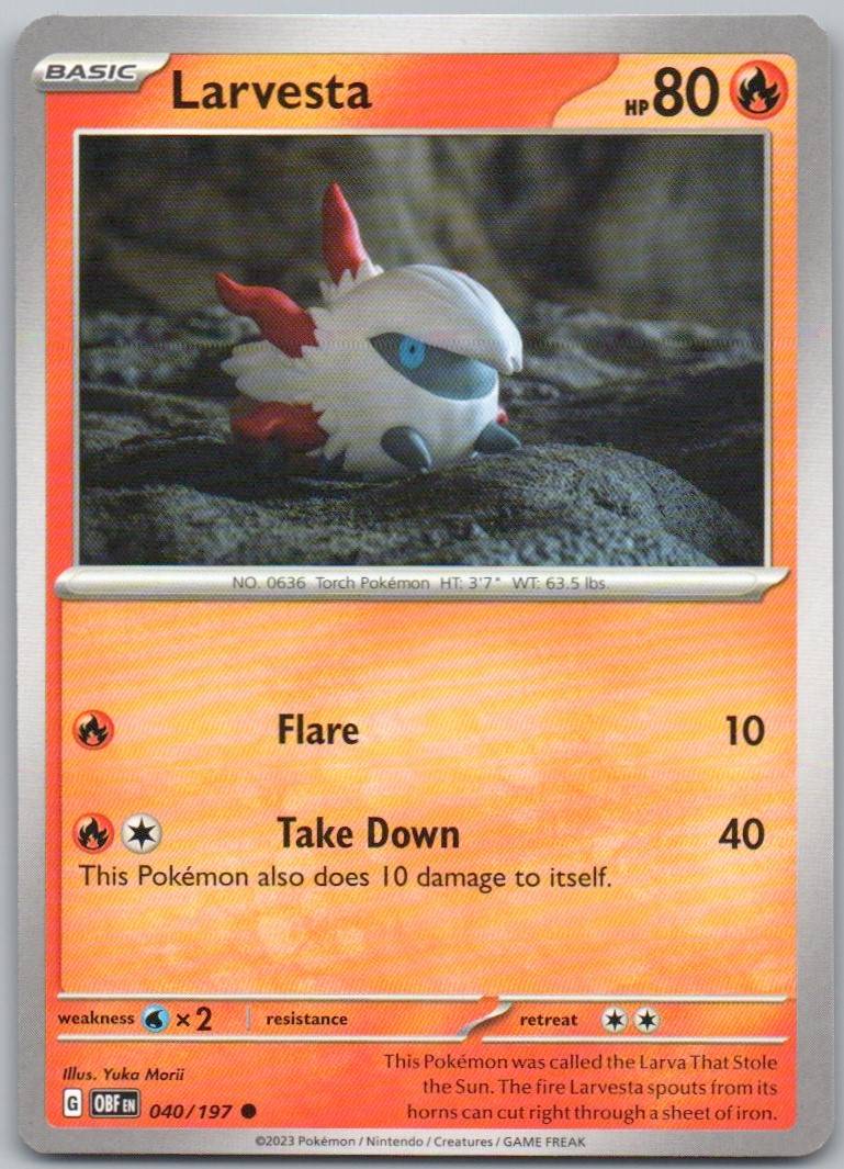 Larvesta 040 Normal Fire Card - Obsidian Flames