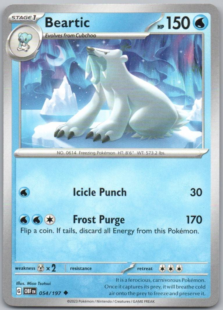 Beartic 054 Normal Water Card - Obsidian Flames