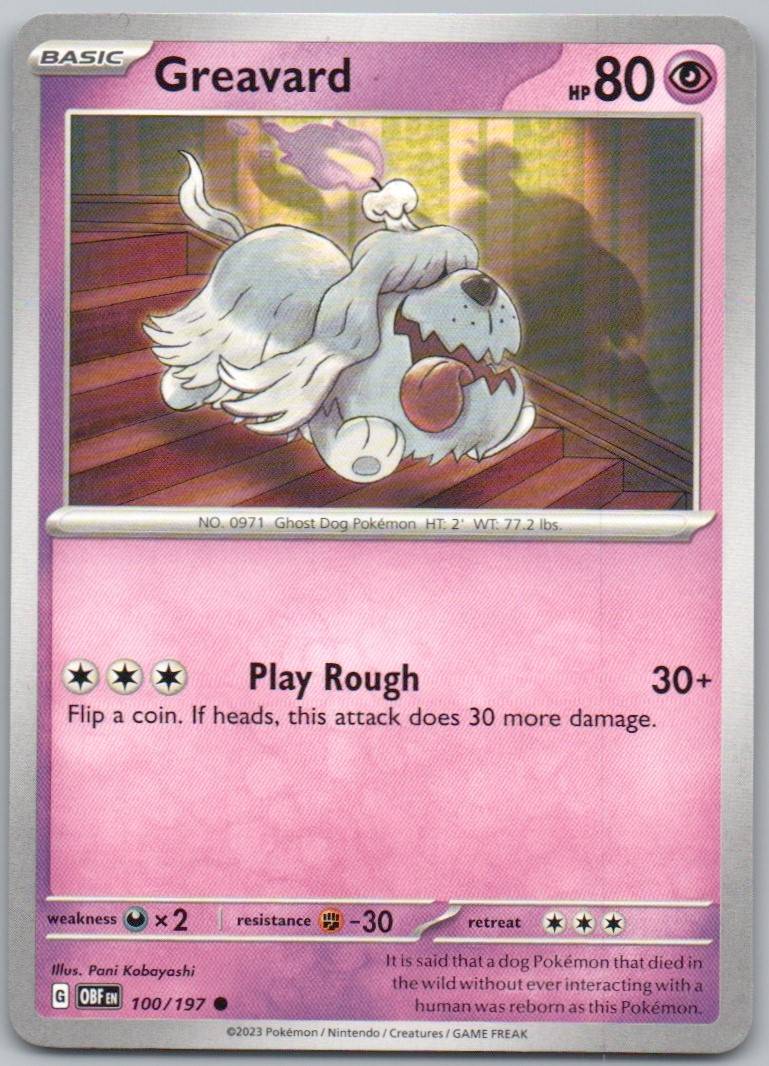 Greavard 100 Normal Psychic Card - Obsidian Flames