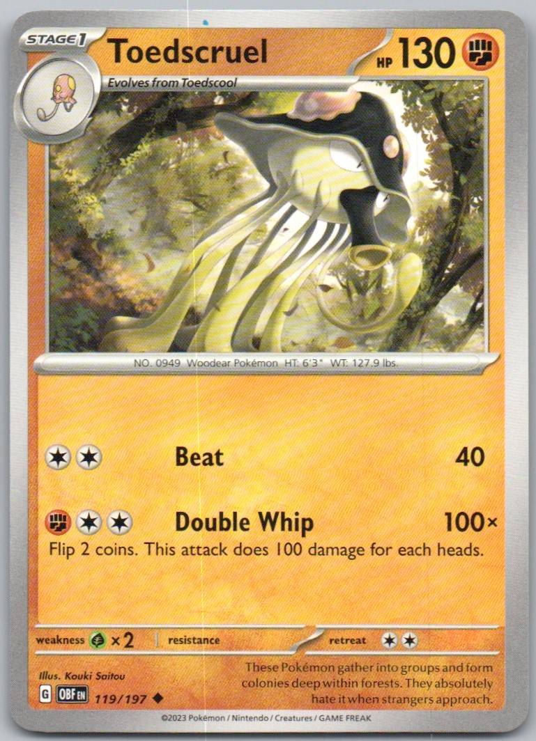 Toedscruel 119 Normal Fighting Card - Obsidian Flames