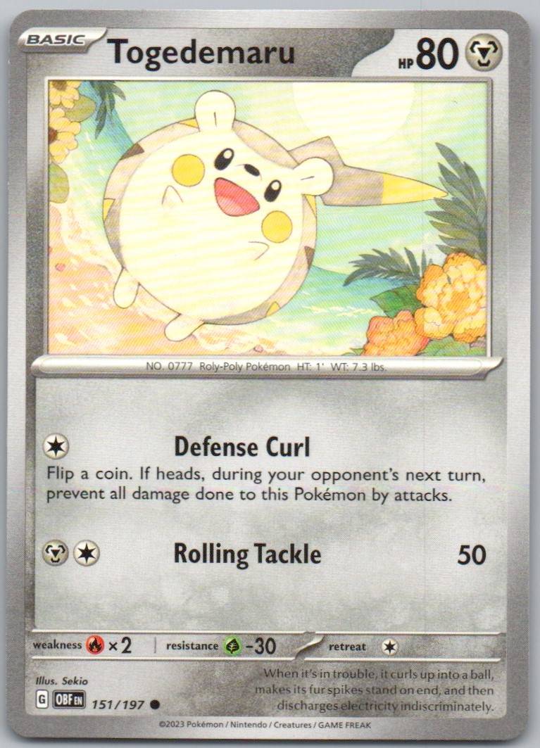 Togedemaru 151 Normal Steel Card - Obsidian Flames