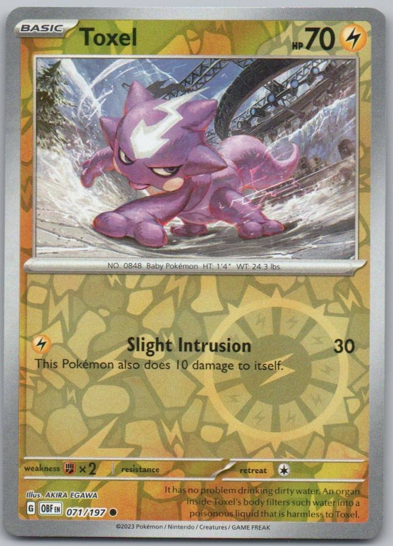 Toxel 071 Reverse Holo Lightning Card - Obsidian Flames