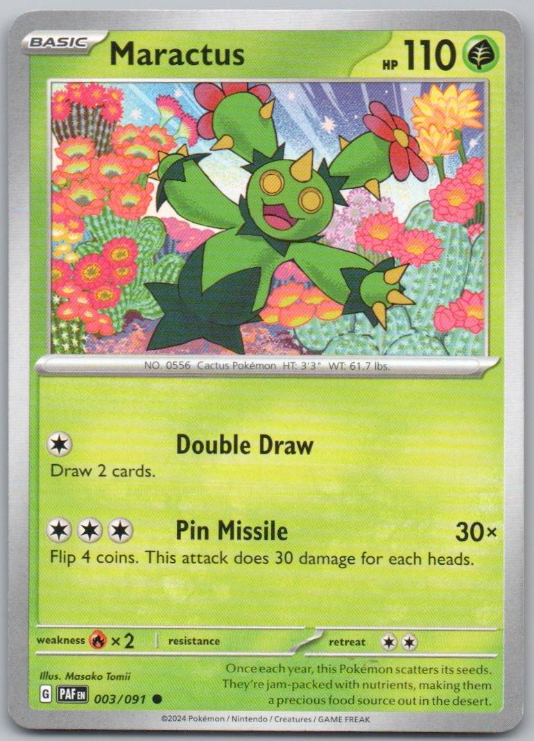 Maractus 003 Normal Grass Card - Paldean Fates
