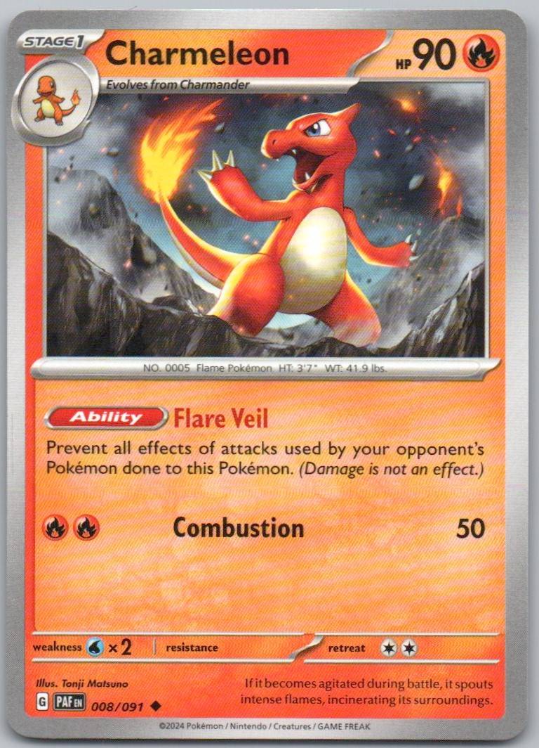Charmeleon 008 Normal Fire Card - Paldean Fates