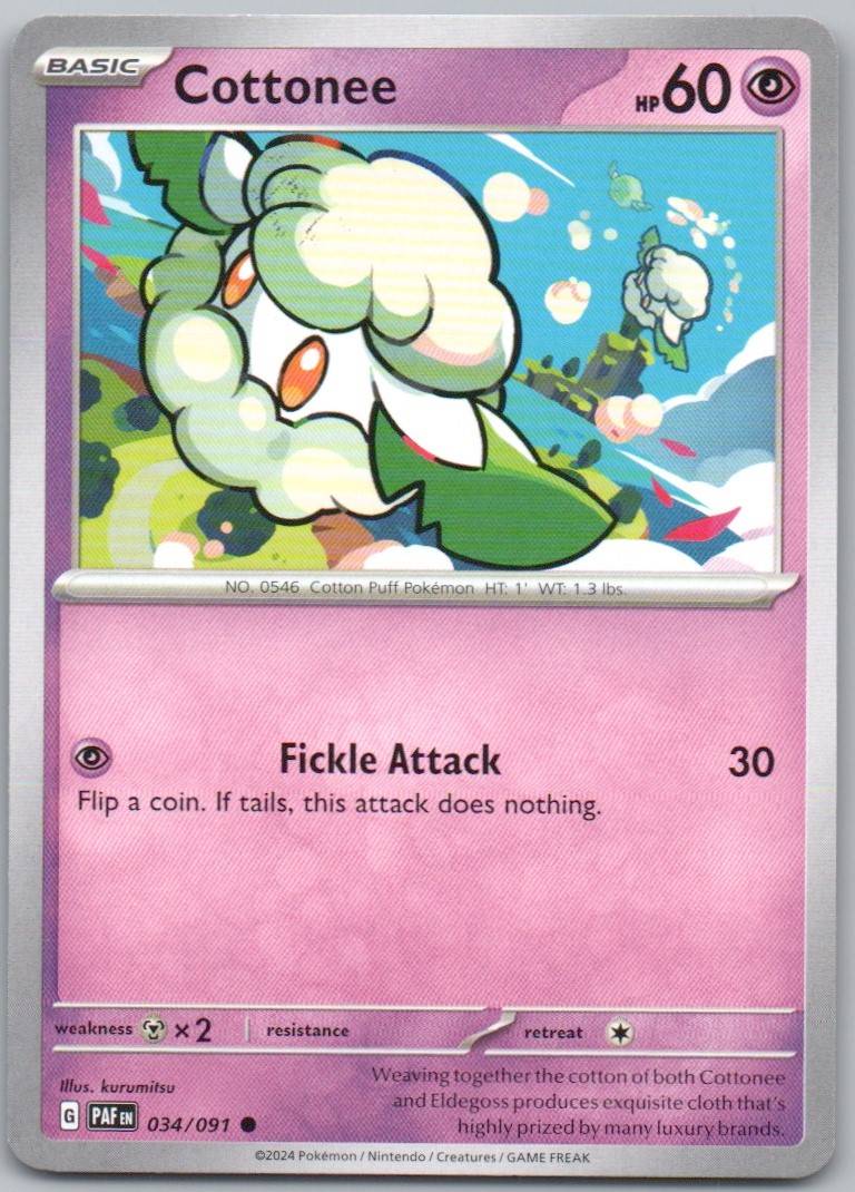 Cottonee 034 Normal Psychic Card - Paldean Fates