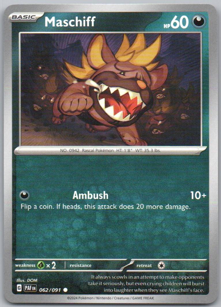 Maschiff 062 Normal Darkness Card - Paldean Fates
