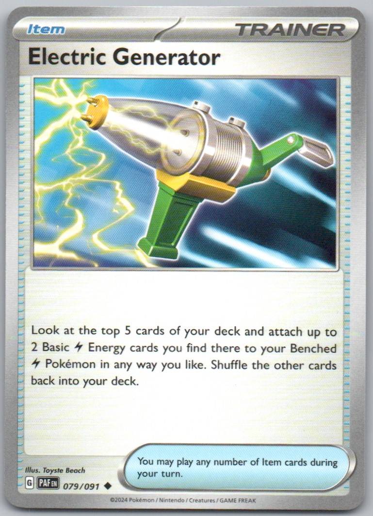 Electric Generator 079 Normal Trainer Card - Paldean Fates