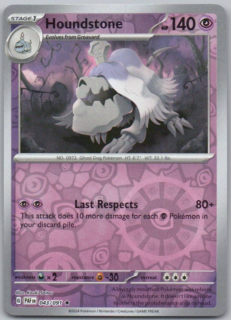 Houndstone 043 Reverse Holo Psychic Card - Paldean Fates