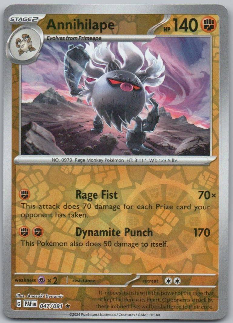Annihilape 047 Reverse Holo Fighting Card - Paldean Fates