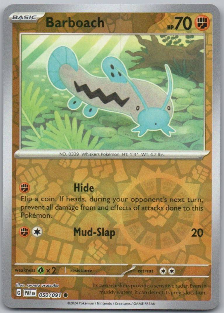 Barboach 050 Reverse Holo Fighting Card - Paldean Fates