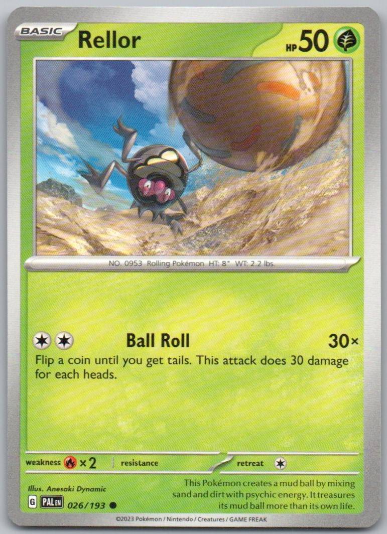 Rellor 026 Normal Grass Card - Paldea Evolved
