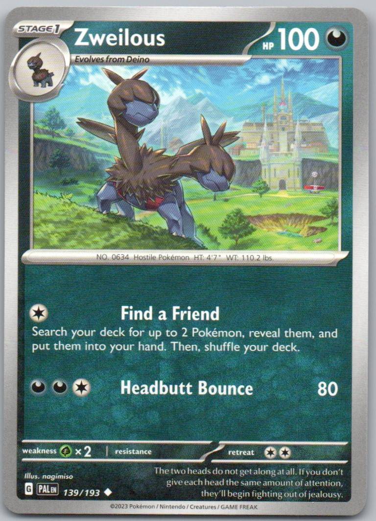 Zweilous 139 Normal Darkness Card - Paldea Evolved