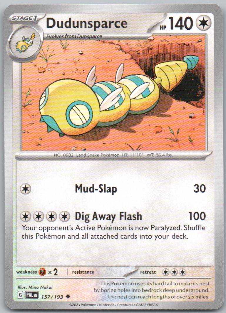 Dudunsparce 157 Normal Colorless Card - Paldea Evolved