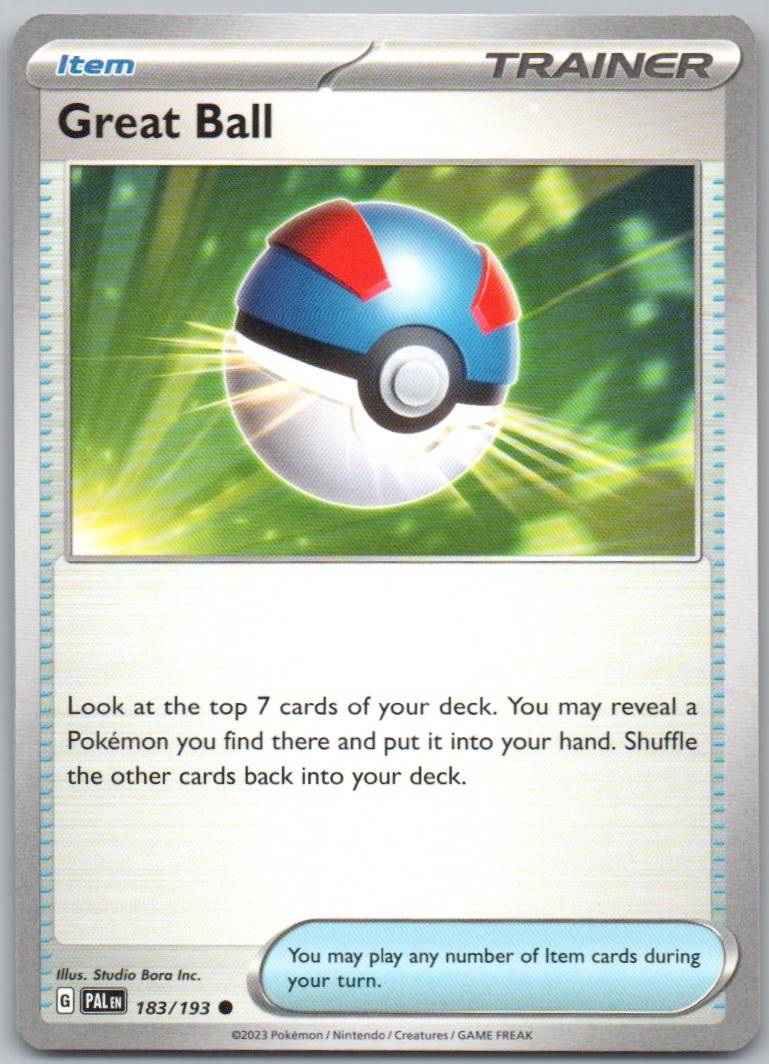 Great Ball 183 Normal Trainer Card - Paldea Evolved