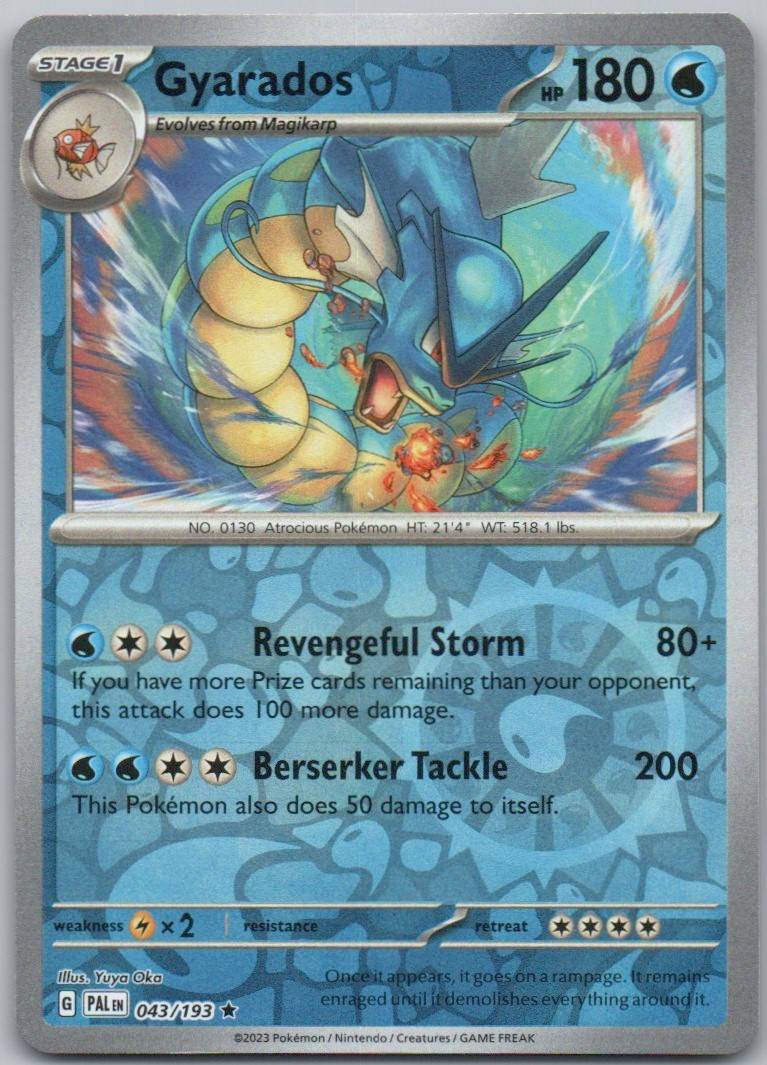 Gyarados 043 Reverse Holo Water Card - Paldea Evolved