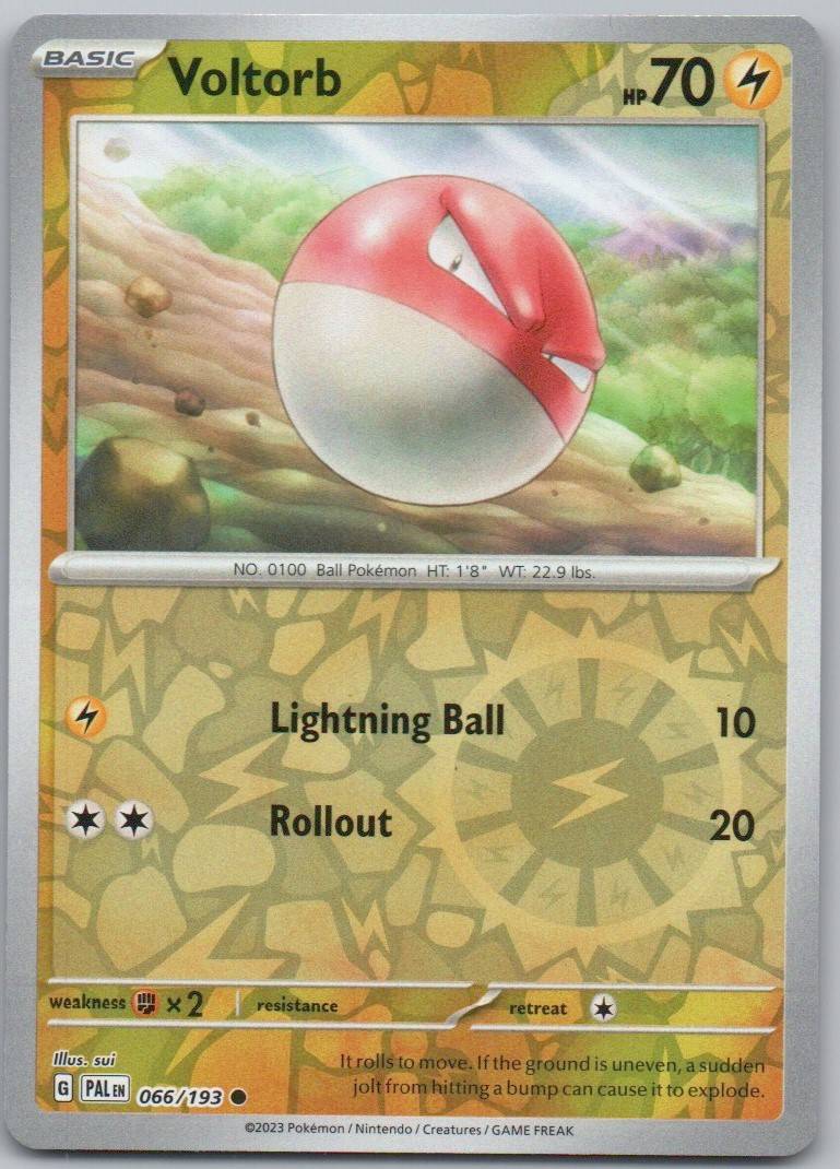 Voltorb 066 Reverse Holo Lightning Card - Paldea Evolved