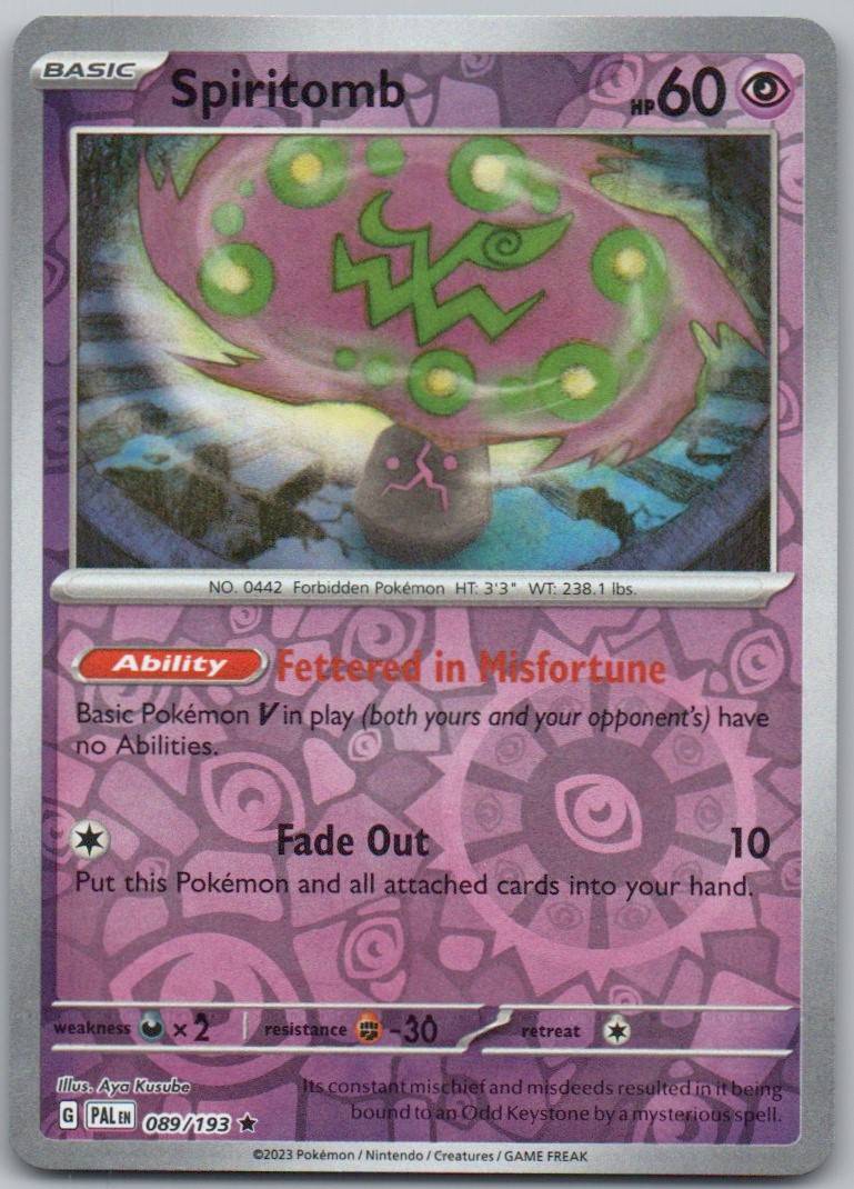 Spiritomb 089 Reverse Holo Psychic Card - Paldea Evolved