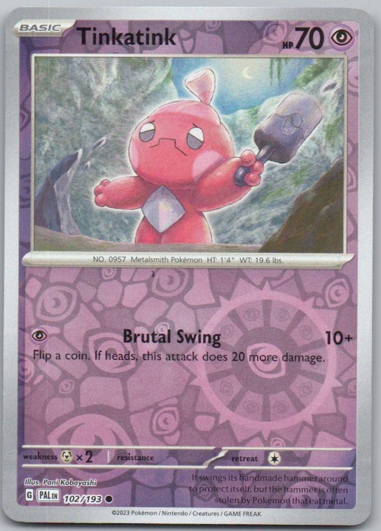 Tinkatink 102 Reverse Holo Psychic Card - Paldea Evolved