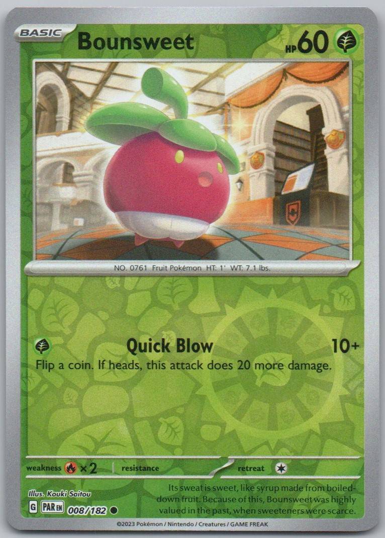 Bounsweet 008 Reverse Holo Grass Card - Paradox Rift