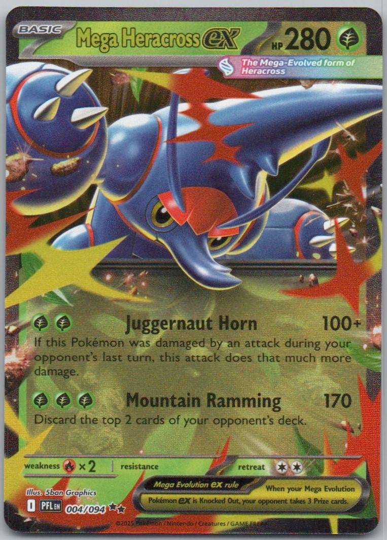 Mega Heracross EX 004 Holo Grass Card - Phantasmal Flames