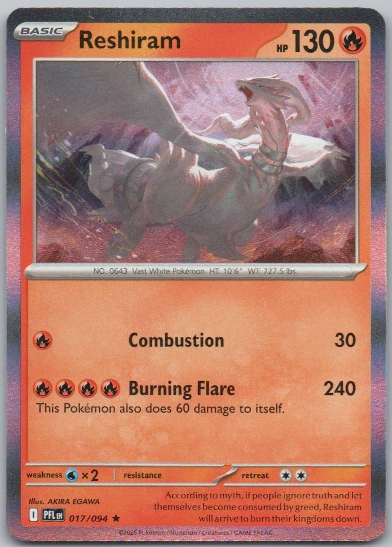 Reshiram 017 Holo Fire Card - Phantasmal Flames