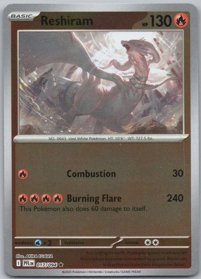 Reshiram 017 Reverse Holo Fire Card - Phantasmal Flames