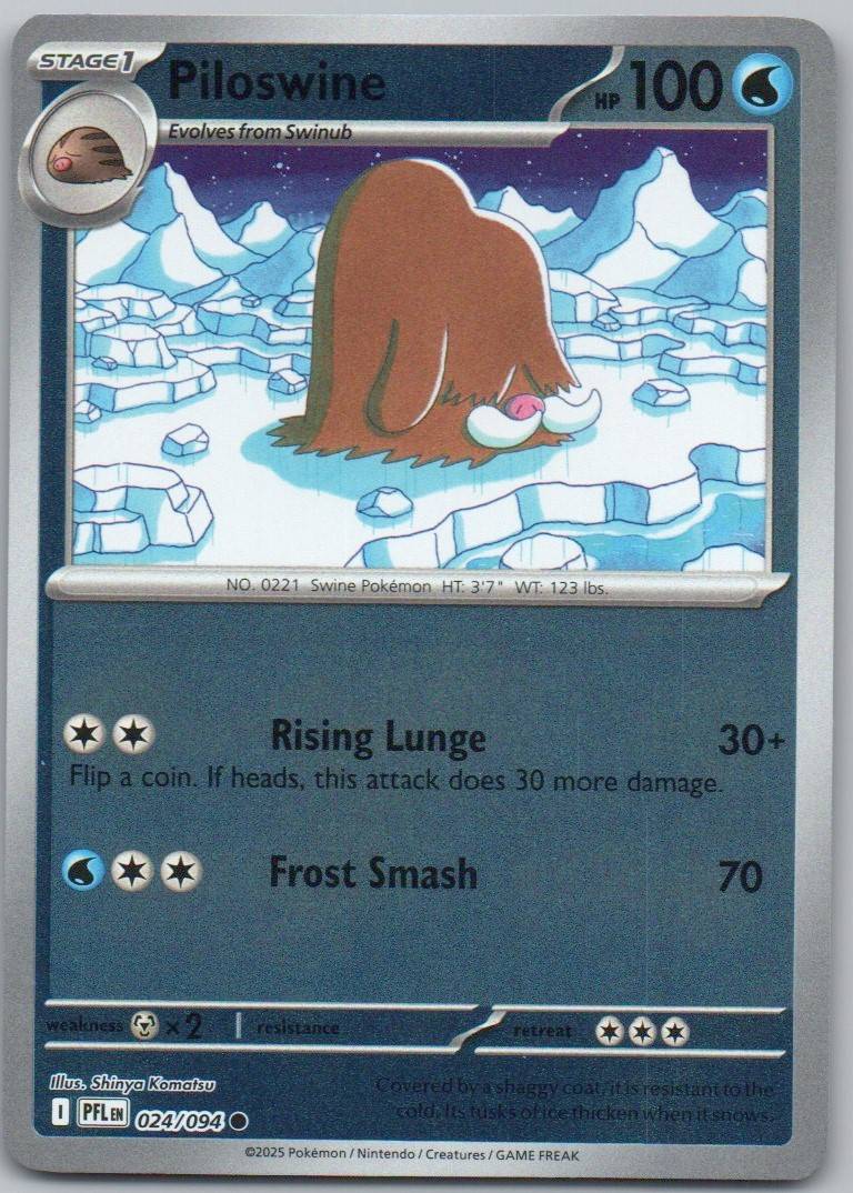 Piloswine 024 Reverse Holo Water Card - Phantasmal Flames