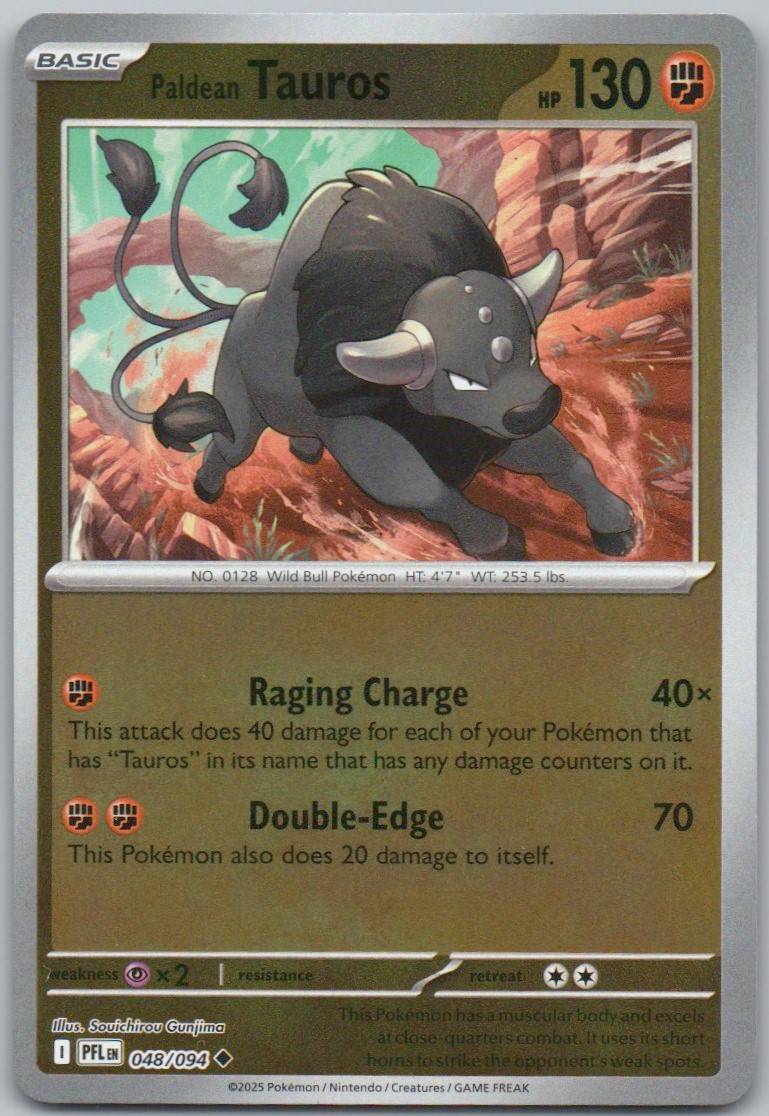 Paldean Tauros 048 Reverse Holo Fighting Card - Phantasmal Flames