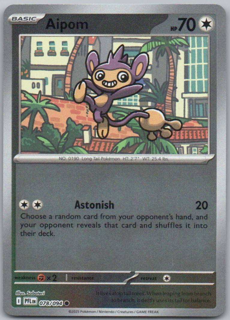 Aipom 078 Reverse Holo Colorless Card - Phantasmal Flames