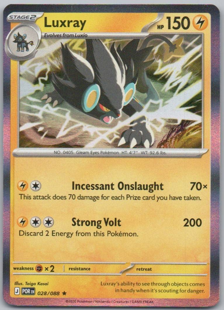 Luxray 028 Holo Lightning Card - Perfect Order
