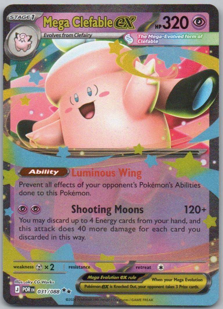 Mega Clefable EX 031 Holo Psychic Card - Perfect Order
