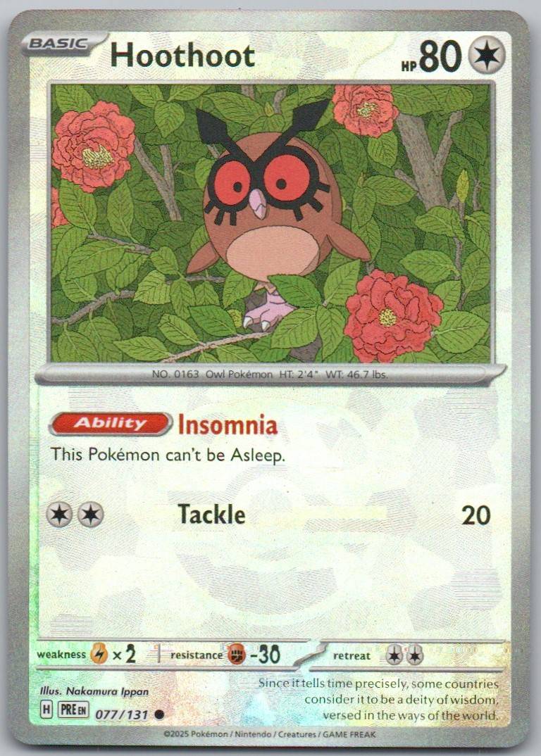 Hoothoot 077 Master Ball Colorless Card - Prismatic Evolutions