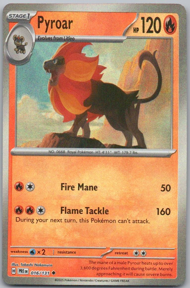 Pyroar 016 Poke Ball Fire Card - Prismatic Evolutions